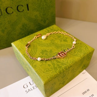 Gucci GG Pearl Accent Rose Gold Chain Bracelet