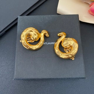 YSL Organic Spiral Gold Clip-On Earrings
