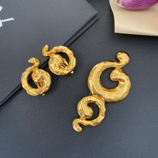 YSL Organic Spiral Gold Clip-On Earrings