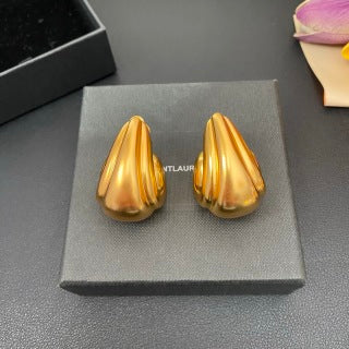 YSL Fluid Gold Teardrop Sculptural Earrings