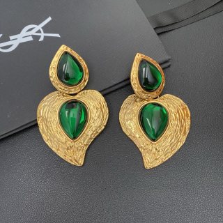 YSL Gemstone Teardrop Medallion Clip-On Earrings