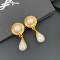 YSL Pearl Halo Teardrop Clip-On Earrings