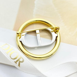 Dior CD Round Medallion Gold Brooch