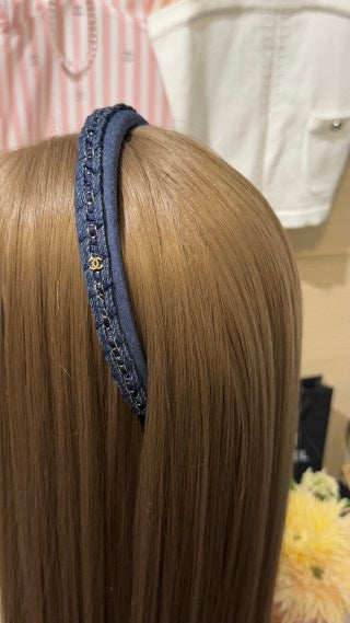 Chanel Navy Tweed Chain Headband – Elegant Luxury Fashion Accessory