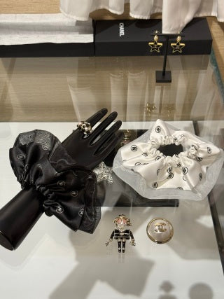 Chanel Printed Silk Organza Scrunchie – Elegant Luxury Hair Accessory