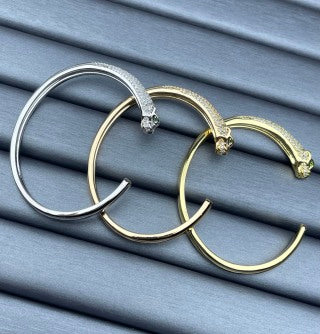 Cartier Panther Head Bracelet with Partial Diamond Setting