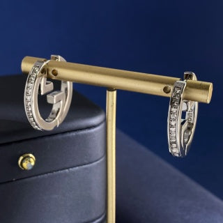 Gucci Interlocking G Pavé Hoop Earrings