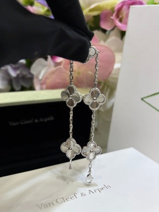 Van Cleef & Arpels White Gold Guilloché Alhambra 5-Motif Bracelet