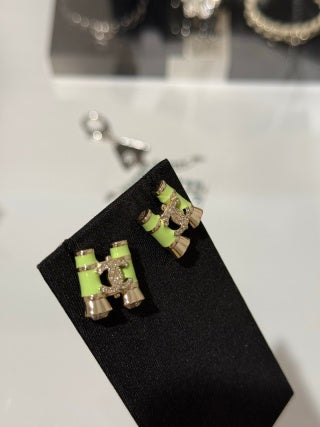 CHANEL Bamboo Garden CC Stud Earrings