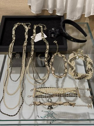 Chanel Black Lambskin and Pearl Choker