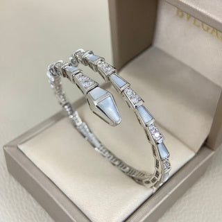 Bvlgari Geometric Crystal Open Cuff Bracelet – Elegant Luxury Jewelry