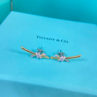 Tiffany Two-Tone Mini Twisted Rope Stud Earrings with Diamonds