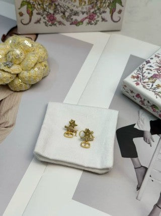 Dior Star CD Pearl Drop Stud Earrings