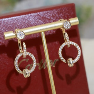 Cartier Love Entrelacé Pavé Hoop Stud Earrings