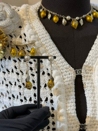 Chanel Pearl Gold Fruit Charm Drop Earrings – Elegant Luxury Fashion Jewelry