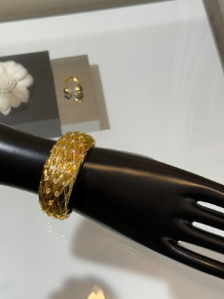CHANEL Quilted Radiance Gold Bangle Bracelet