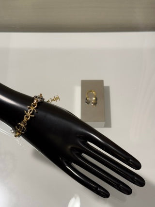 Chanel Gold and Silver Two-Tone Metal Chain Bracelet with Interlocking C Logo