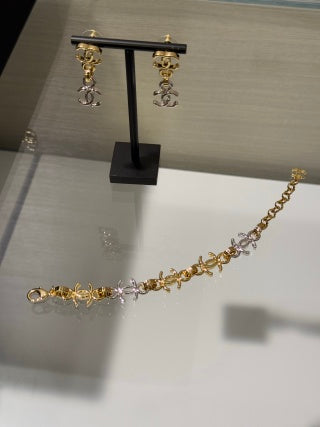Chanel Gold and Silver Two-Tone Metal Chain Bracelet with Interlocking C Logo