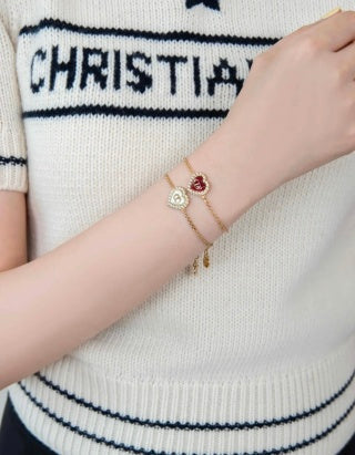 Dior Heart CD Crystal Charm Bracelet