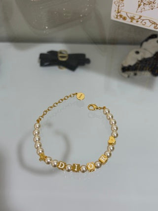 Dior Pearl CD Letter Charm Bracelet