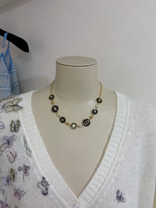 Dior Oblique Star Medallion Pearl Necklace