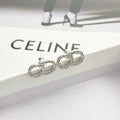 Dior Crystal CD Double Oval Stud Earrings