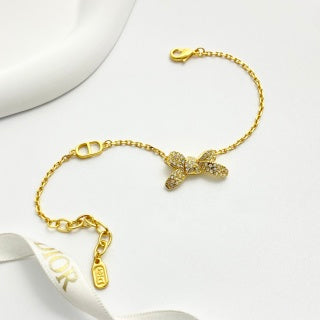 Dior Butterfly Crystal Gold Chain Bracelet