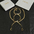 Dior Bow CD Letter Gold Chain Necklace