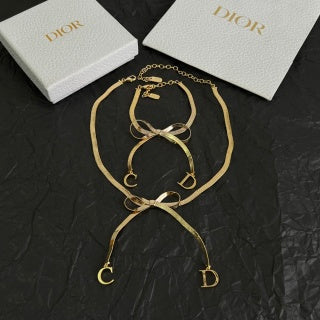 Dior Bow CD Letter Gold Chain Bracelet