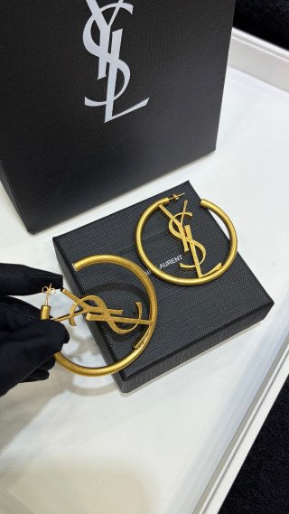 YSL Monogram Arc Hoop Earrings