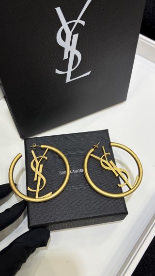YSL Monogram Arc Hoop Earrings