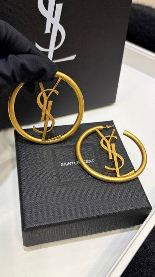 YSL Monogram Arc Hoop Earrings