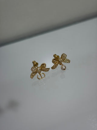 Dior Jardin Bow Pearl Earrings