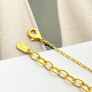 Dior CD Crystal Link Gold Chain Bracelet