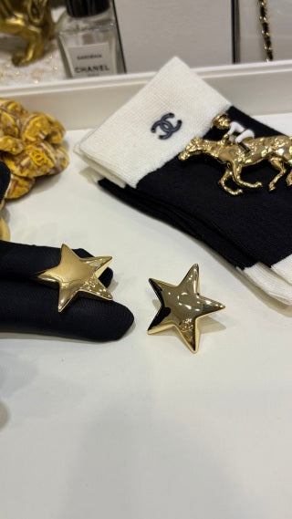 CHANEL Stellaire Gold Star Stud Earrings