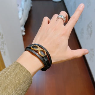 Gucci Interlocking G Leather Wrap Bracelet