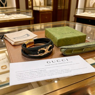 Gucci Interlocking G Leather Wrap Bracelet