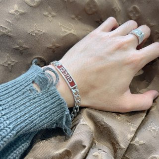 Gucci Interlocking G Logo Plaque Chain Bracelet