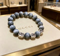 Gucci Interlocking G Gray Stone Bead Bracelet