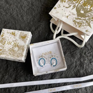Dior Swan Medallion Crystal Stud Earrings