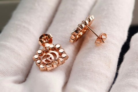 Gucci Interlocking G Crystal Pavé Square Stud Earrings