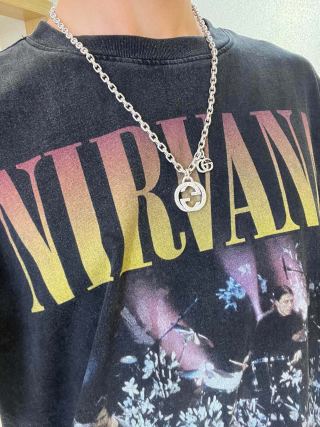Gucci Interlocking G Crystal Medallion Link Chain Necklace