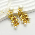 Dior Pearl Botanical CD Tassel Drop Stud Earrings
