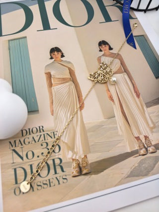 Dior Butterfly Pearl Charm Gold Chain Bracelet