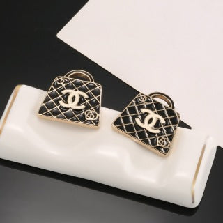 CHANEL Quilted Bag CC Stud Earrings