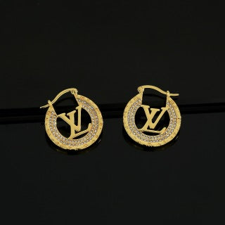 Louis Vuitton Crystal Medallion Hoop Stud Earrings