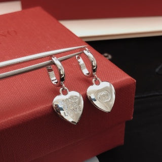 Gucci Heart Charm Interlocking G Hoop Earrings