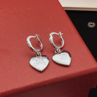 Gucci Heart Charm Interlocking G Hoop Earrings
