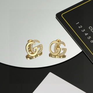 Gucci Interlocking G Crystal Open Hoop Stud Earrings
