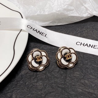 CHANEL Monochrome Blossom CC Stud Earrings